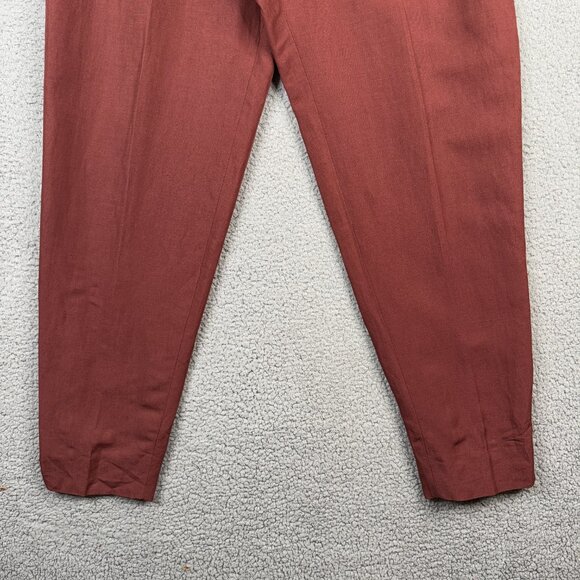 AKA Eddie Bauer Pants Womens Size 16 Vintage Red Brown Pleated Ankle Linen 90s - Picture 3 of 13